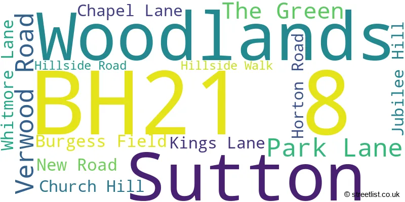A word cloud for the BH21 8 postcode